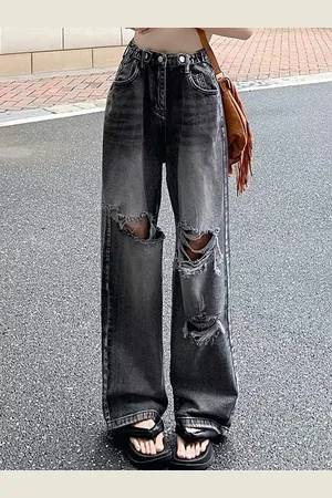 LULU & SKY Women Straight Fit High-Rise Slash Knee Light Fade Jeans