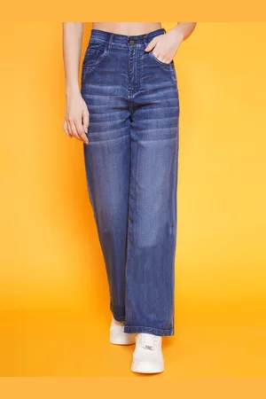 BAESD Women Clean Look Light Fade Straight Fit High Waist Non Stretchable Denim Jeans