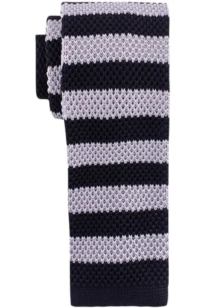 The Tie Hub Men Zebra Cross Striped Broad Tie