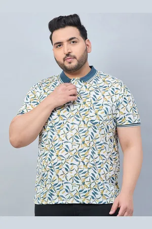 Austivo Plus Size Floral Printed Polo Collar Pockets T-shirt