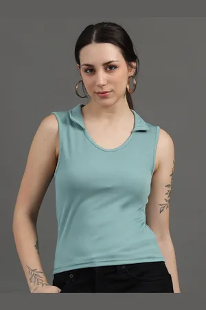 Roadster The Lifestyle Co Sleeveless Shirt Collar Top