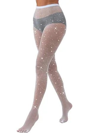 NEOBABY High-Rise Rhinestone Studded Sheer Stretchable Stockings