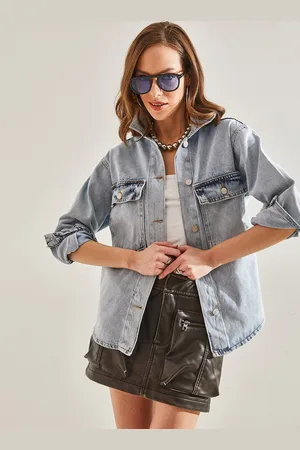 Bianco Lucci Washed Pure Cotton Denim Jacket