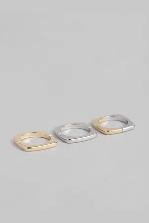 Calvin Klein Pack of 3 Brass-Plated Finger Rings