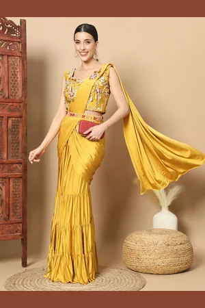 Chhabra 555 Ready to Wear Solid Saree with Stiched Embelished Blouse and Belt