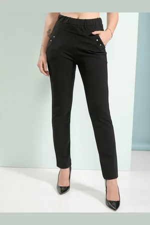 Tokyo Talkies Women Black Skinny Fit Mid-Rise Trousers
