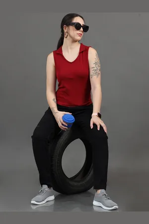 Roadster The Lifestyle Co Sleeveless Shirt Collar Top