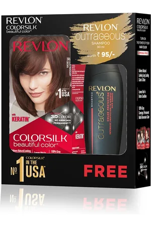 Revlon Colorsilk Set of Hair Color-Dark Mahogany Brown 3RB & Free Outrageous Shampoo