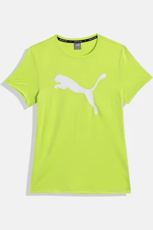 PUMA Girls Brand Logo Print Active DryCell Knitted Outdoor Sports T-shirt