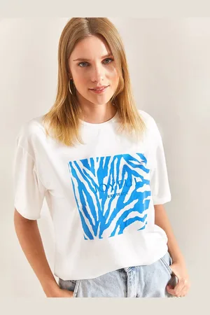 Bianco Lucci Typography Printed Drop-Shoulder Sleeves Casual T-shirt