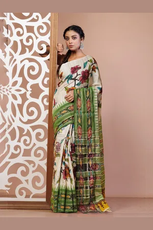 Unnati Silks Ethnic Motifs Zari Pure Silk Handloom Tussar Saree