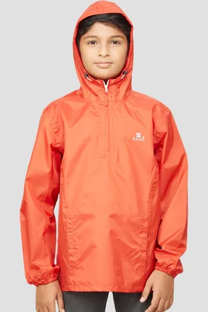 Zalio Boys Hooded Solid Rain Jacket