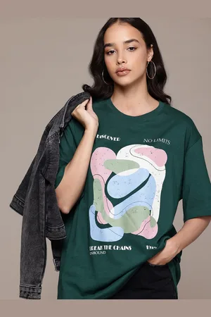 Roadster The Lifestyle Co. Women Graphic Print Pure Cotton Oversized T-shirt