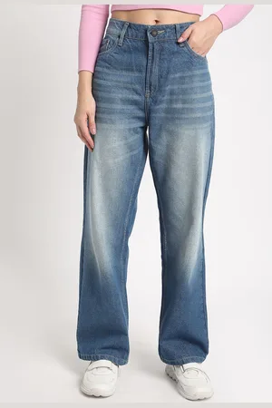Bene Kleed Women Straight Fit High-Rise Heavy Fade Pure Cotton Jeans