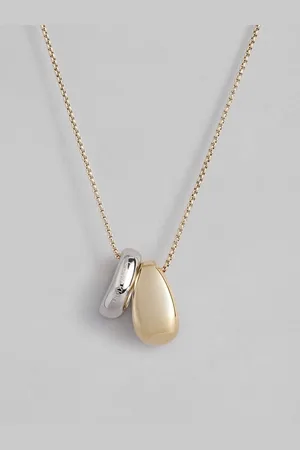 Calvin Klein Brass-Plated Oval Pendants with Chain