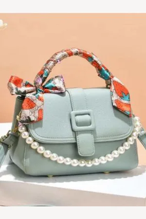 Angeline Structured Satchel Bag With Scarf