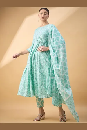 Deewa Women Floral Printed Empire Pure Cotton Kurta with Trousers & With Dupatta