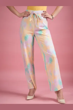 DressBerry Women Tie and Dye Printed Classic Flared High-Rise Trousers