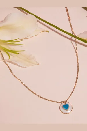 Ami Enamelled Heart Shape Pendants With Chains