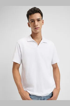 Forever 21 Men Polo Collar Cut Outs Solid T-shirt