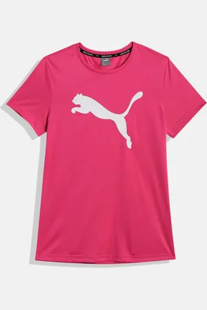 PUMA Girls Brand Logo Print Active DryCell Knitted Outdoor Sports T-shirt
