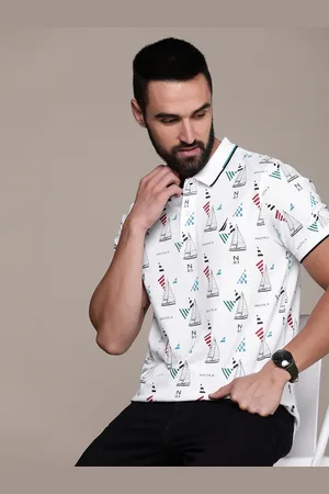 Nautica Men Printed Polo Collar Pure Cotton T-shirt