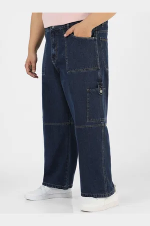 URBANO Men Loose Baggy Fit Washed Cargo Jeans