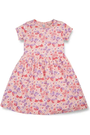 Gini and Jony Girls Conversational Printed Cotton Fit & Flare Dress