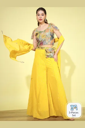 Chhabra 555 Embroidered Sweetheart Neck Cold-Shoulder Sequinned Co-Ords With Dupatta