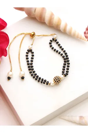 Mali Fionna Gold-Plated Artificial Stones and Beads Mangalsutra Bracelet