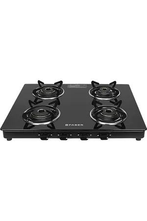Faber Unisex Black Glass Top 4 Burner Manual Gas Stove