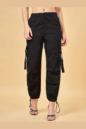 Pantaloons Women Pure Cotton Mid Rise Relaxed Fit Joggers