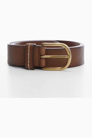 MANGO Textured Leather Belt