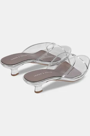 LEMON & PEPPER Open Toe Kitten Heel Mules