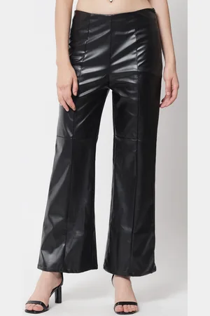 KOTTY Women Black Relaxed Flared Low-Rise Trousers