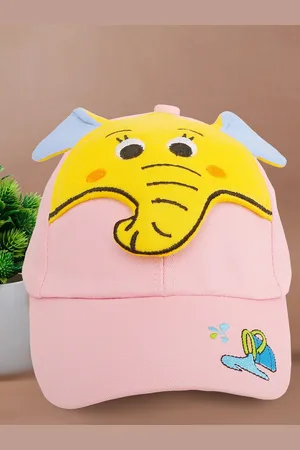 Baby Moo Kids Pink & Yellow Printed Ascot Cap