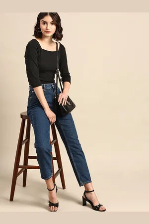 all about you Women Black Solid Square Neck Top