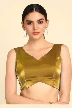 Soch Gold-Toned V-Neck Tissue Saree Blouse
