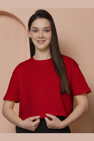 Friskers Women Cotton Oversized Crop T-shirt