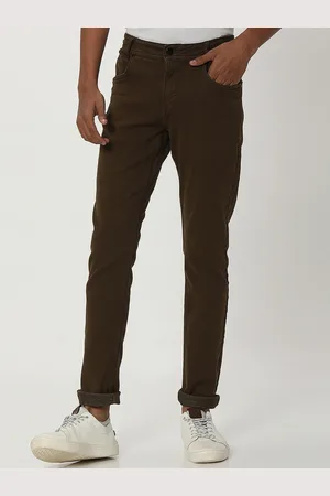 Mufti Men Green Skinny Fit Reversible Trousers