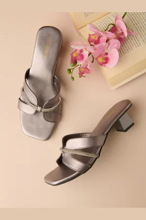 Vishudh Embellished Square Toe Block Sandals Heels