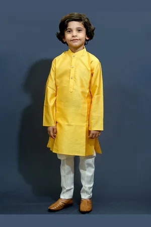 ahhaaaa Boys Self Design Solid Kurta with Pyjamas