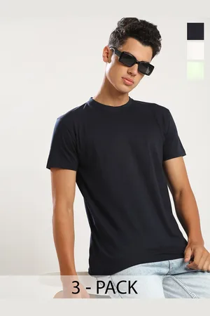 THE DAILY OUTFITS Men Pack Of 3 Solid Bio Finish Pure Cotton T-shirt