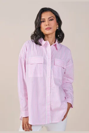 AND Striped Shirt Style Cotton Top