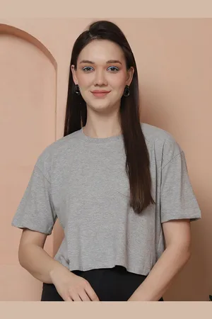 Friskers Women Cotton Oversized Crop T-shirt