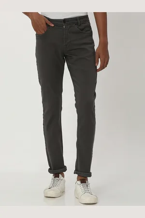 Mufti Men Cotton Skinny Fit Flat-Front Plain Trousers