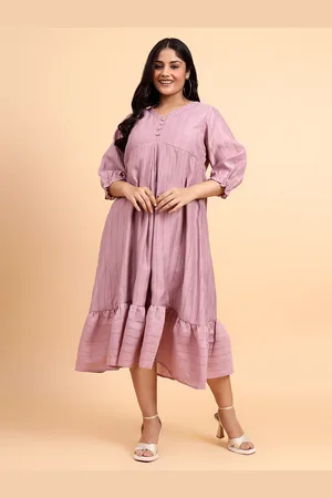 Bani Women Plus Size Striped V-Neck Cotton Fit & Flare Dress