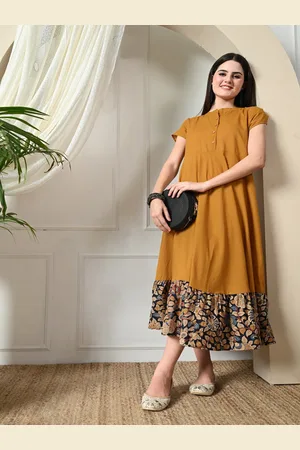 Decked-Up Women Kalamkari A-Line Midi Dress