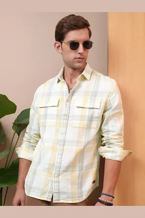 LocoMotive Premium Textured Striped Utility Pocket Cotton Relaxed Shirt