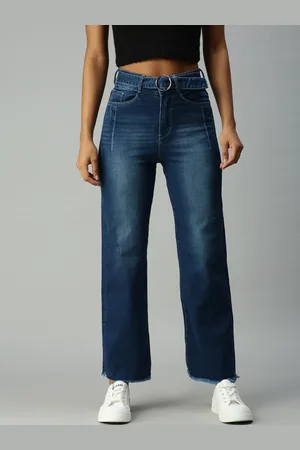 SHOWOFF Women Blue Wide Leg High-Rise Light Fade Stretchable Jeans